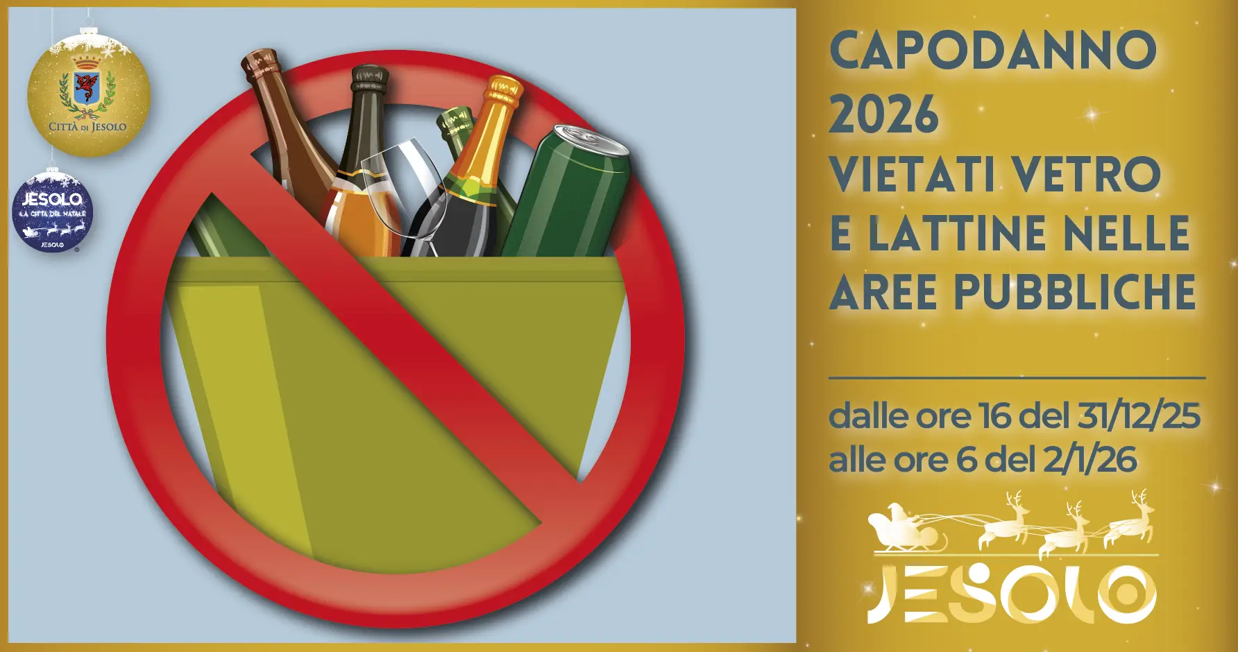 Immagine di strillo divieto vetro capodanno 2026