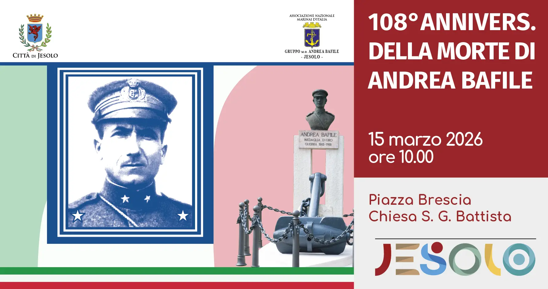 Immagine di strillo 108° Anniversario Morte Andrea Bafile